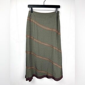 Neesh by DAR Anthropologie A-Line Vintage Inspired Boho Army green Midi skirt